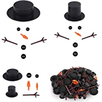 TANCUDER 600 PCS Kit de Construcción de Muñeco de Nieve Mini Sombreros de Copa Negro Nariz de Zanahoria DIY Pequeños…